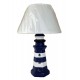 Lampe phare céramique 32 cm abat jour blanc.