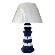 Lampe phare céramique 32 cm abat jour blanc.