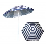 Parasol de plage anti UV rayé bleu et blanc marinière