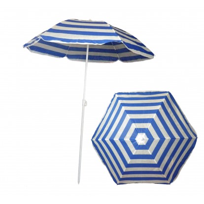 Parasol de plage TNT 140 cm bleu et blanc.