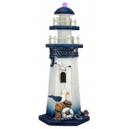 Phare marin en bois 26 cm lumineux