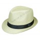 Chapeau en paille style Borsalino beige.