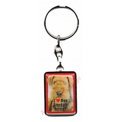Porte clefs métal J'aime mon Airedale Terrier
