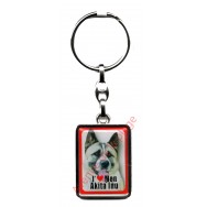 Porte clef métal J'aime mon Akita Inu