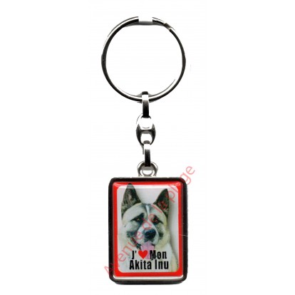 Porte clef métal J'aime mon Akita Inu