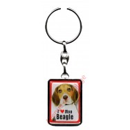 Porte clef métal J'aime mon Beagle