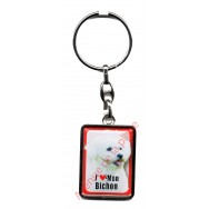 Porte clef chien J'aime mon Bichon