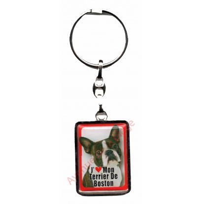 Porte clef chien J'aime mon Terrier de Boston