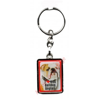 Porte clef chien J'aime mon Bouledogue Anglais