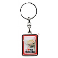 Porte clef chien J'aime mon Chihuahua beige.