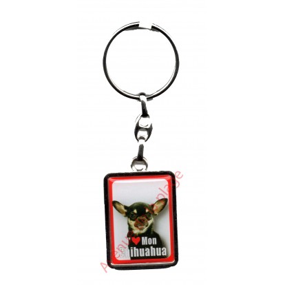 Porte clef chien J'aime mon Chihuahua noir.