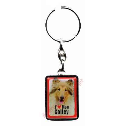 Porte clef chien J'aime mon Colley