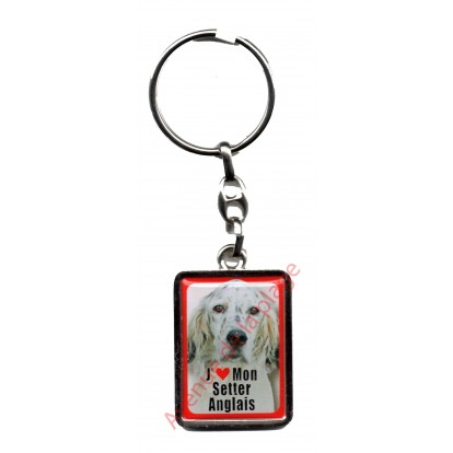 Porte clef J'aime mon Setter Anglais
