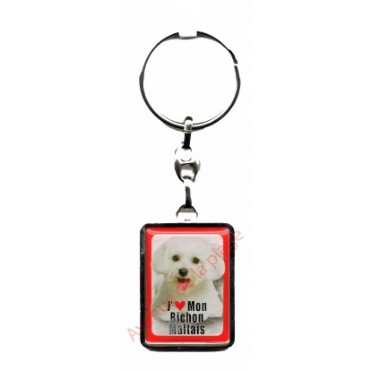 Porte clef J'aime mon Bichon Maltais