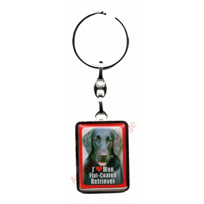 Porte clef J'aime mon Flat-coated retriever