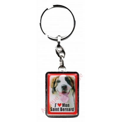 Porte clef J'aime mon Saint Bernard