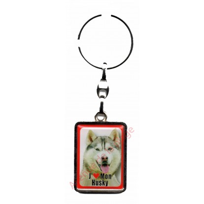 Porte clef J'aime mon Husky