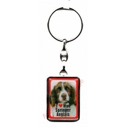 Porte clef J'aime mon Springer Anglais