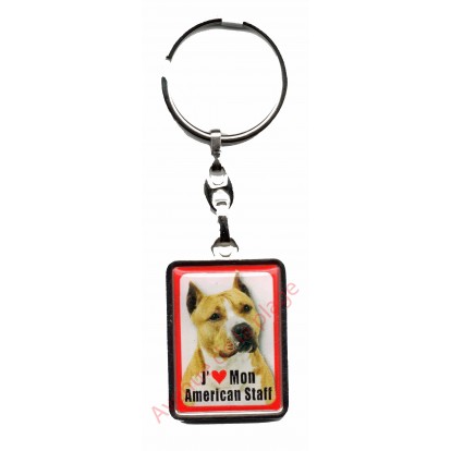 Porte clef J'aime mon American Staff