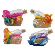 Bouteille sable et animaux marins