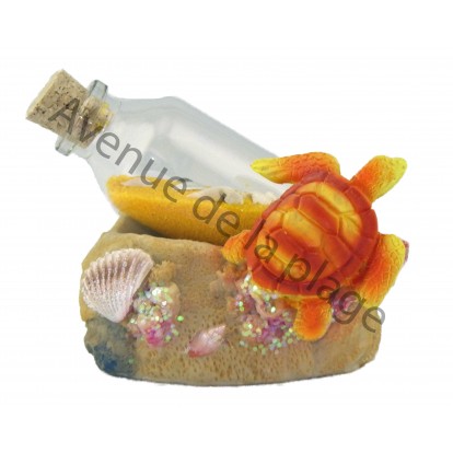 Bouteille sable avec tortue de mer.