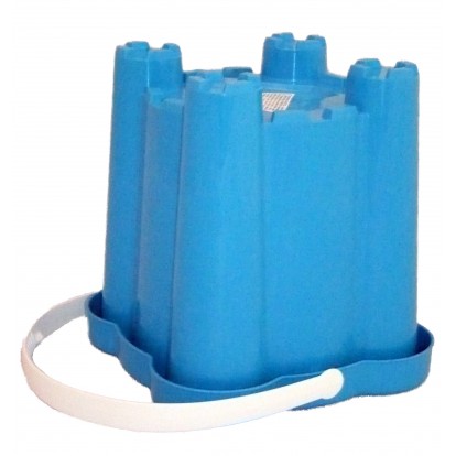 Seau de plage château 16 cm bleu.
