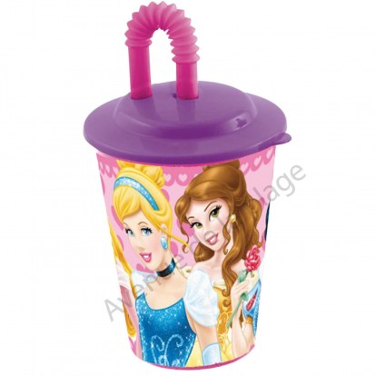 Verre avec paille Disney Princesses 3D