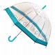 Parapluie cloche transparent bleu.
