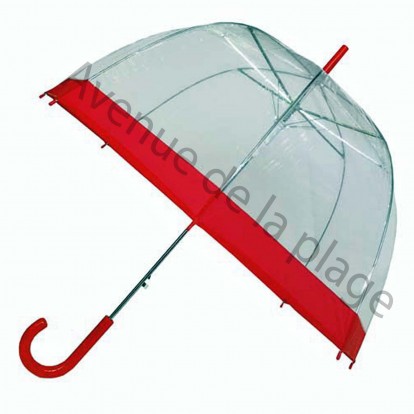 Parapluie cloche transparent rouge.