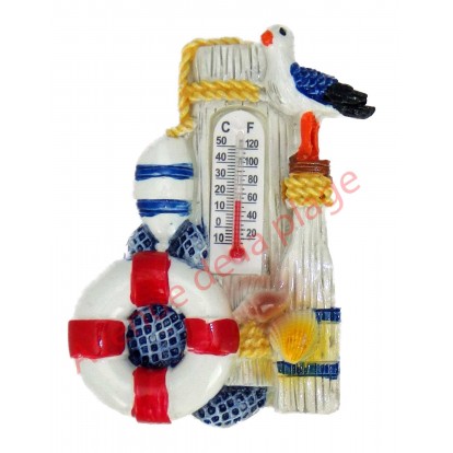 Magnet mouette sur piquet avec thermomètre, modèle C.