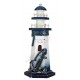 Phare marin en bois 26 cm lumineux, ancre.