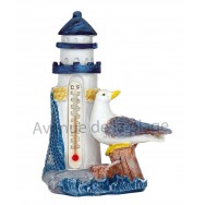 Thermomètre phare et mouette 14 cm