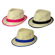 Chapeau Borsalino Paille bordure colorée