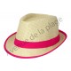 Chapeau Borsalino Paille bordure rose.