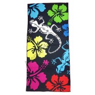 Serviette de plage Lézard et fleurs d'hibiscus