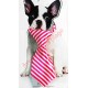 Cravate pour chien rayée rose et blanche.