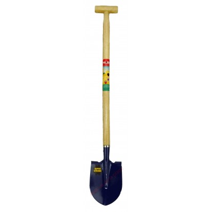 Pelle de plage en fer et manche bois 91 cm, bleue.