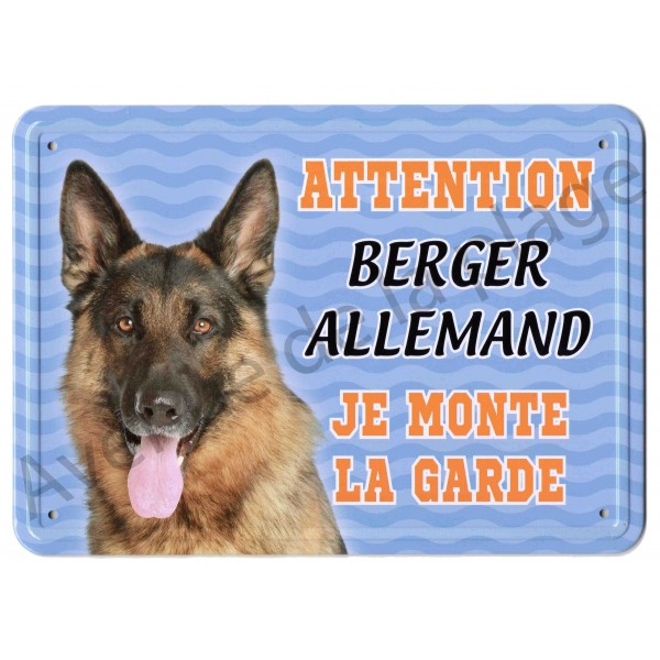 Pancarte métal Attention au chien - Berger Allemand Pancarte métal Attention au chien - Berger Allemand
