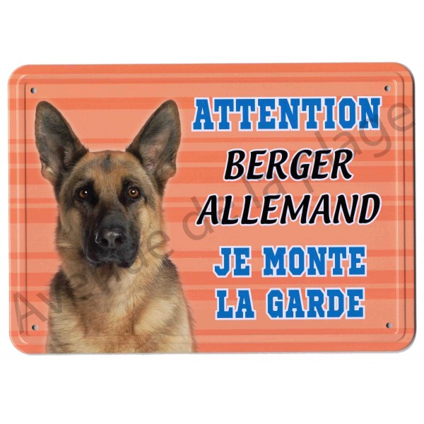 Pancarte métal Attention au chien - Berger Allemand Pancarte métal Attention au chien - Berger Allemand