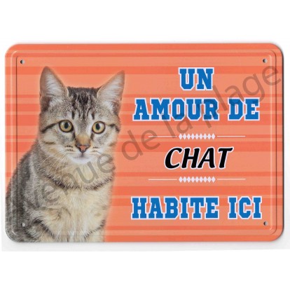 Pancarte Metal Un Amour De Chat Tigre Habite Ici