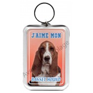 Porte clé J'aime mon chien - Basset Hound