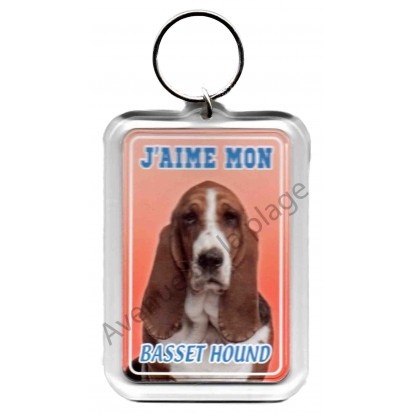 Porte clé J'aime mon chien - Basset Hound