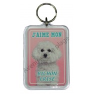 Porte clé J'aime mon chien - Bichon Frisé