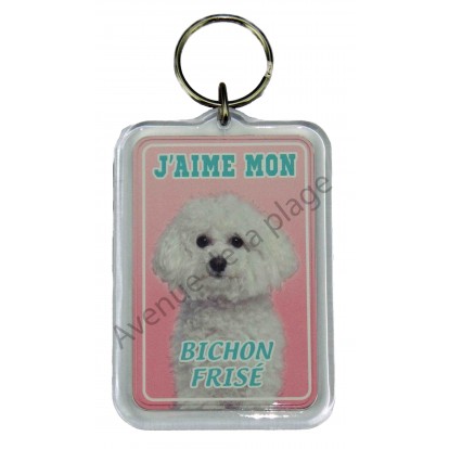 Porte clé J'aime mon chien - Bichon Frisé