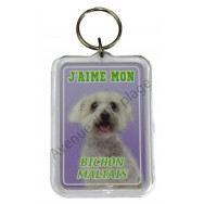 Porte clé J'aime mon chien - Bichon Maltais