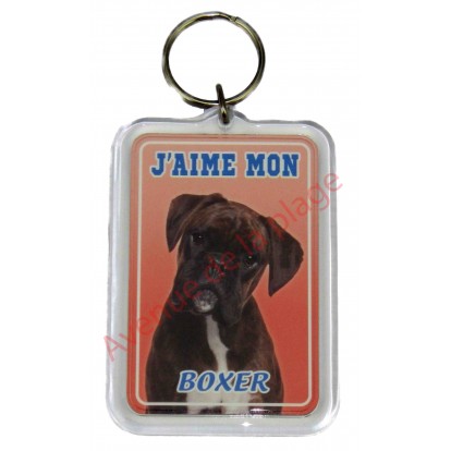 Porte clé J'aime mon chien - Boxer
