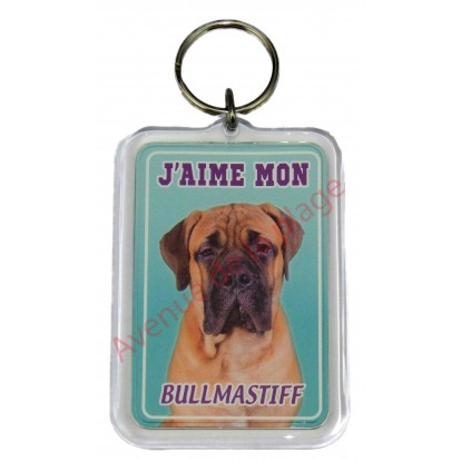 Porte clé J'aime mon chien - Bullmastiff