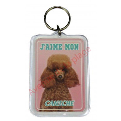 Porte clé J'aime mon chien - Caniche Toy