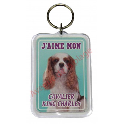 Porte clé J'aime mon chien - Cavalier King Charles Blenheim