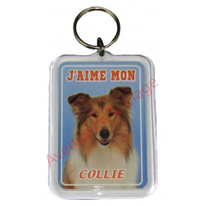 Porte clé J'aime mon chien - Collie